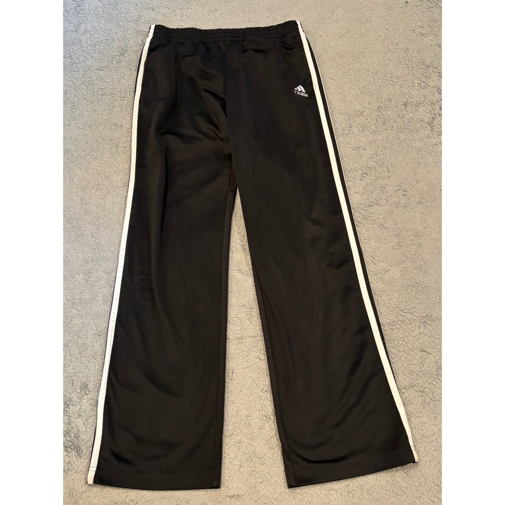 Adidas Mens Track Pants XL Black White 3 Stripe Athletic Straight Leg Trousers